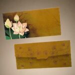 Lotus Blossom Printed Velvet Finish Shagun Envelopes, Royal Brown Color