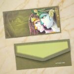 Royal Companions Design Rectangle Shape Velvet Finish Paper Shagun Envelopes for Gifting Cash Sagan Lifafa Wedding Money, 19 X 9 cm, Green Color