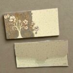 Floral Tree Printed Velvet Finish Shagun Envelopes, Almond White Color