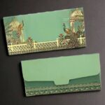 Floral Garden Printed Velvet Finish Shagun Envelopes, Seafoam Green Color