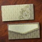 Floral Design Rectangle Shape 3 Fold Matte Finish Paper Shagun Envelopes for Gifting Cash Sagan Lifafa Wedding Money, 19 X 9 cm, Light Cream Color