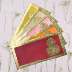 Rectangle Shape Metallic Paper Shagun Envelopes for Gifting Cash Sagan Lifafa Wedding Money Cover
