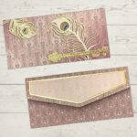 Devotional Feather Design Rectangle Shape Matte Finish Paper 3 Fold Designer Fancy Shagun Envelopes