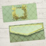 Floral Harmony Frame Design Printed 3 Fold Matte Finish Shagun Envelopes, Soft Mint Green Color