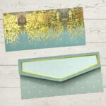Golden Horizon Design Printed 3 Fold Matte Finish Shagun Envelopes, Aqua Mist Color