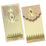 Bansuri Golden Aura Printed Matte Finish Top Opening Standing Style Shagun Envelopes, Pastel Ivory Color