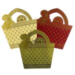 Vanya Creations Pack of 15, Basket Purse Look Ambi Design Shagun Envelopes for Gifting Money Metallic Paper Sagan Lifafa Wedding Occasion Cash, 15 X 14 cm, Multicolored 3 Colors of 5 Each