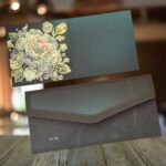 Vanya Creations Pack of 20, Midnight Bloom Design Fancy Shagun Envelopes for Gifting Money Rectangle Shape Velvet Finish Paper Designer Sagan Lifafa Wedding Cash, 19 X 9 cm, Royal Green Color