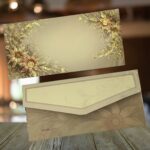 Vanya Creations Pack of 20, Golden Petal Charm Design Fancy Shagun Envelopes for Gifting Money Rectangle Shape Velvet Finish Paper Designer Sagan Lifafa Wedding Cash, 19 X 9 cm, Mocha Beige Color