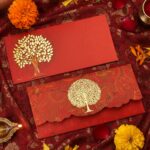 Designer Back Flap Design Shagun Envelopes for Gifting Cash, Saffron Red Color