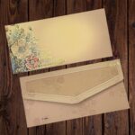 Golden Bloom Classic Design Fancy Shagun Envelopes for Gifting Money Rectangle Shape Matte Finish Paper Designer Sagan Lifafa Wedding Cash, 19 X 9 cm, Champagne Beige Color
