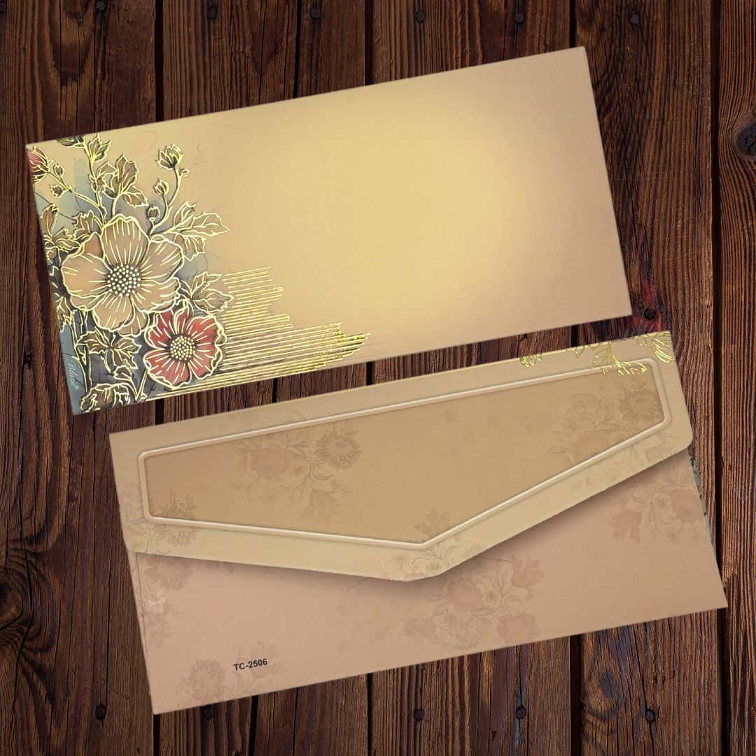 Golden Bloom Classic Design Fancy Shagun Envelopes for Gifting Money Rectangle Shape Matte Finish Paper Designer Sagan Lifafa Wedding Cash, 19 X 9 cm, Champagne Beige Color Golden Bloom Classic Design Fancy Shagun Envelopes for Gifting Money Rectangle Shape Matte Finish Paper Designer Sagan Lifafa Wedding Cash, 19 X 9 cm, Champagne Beige Color