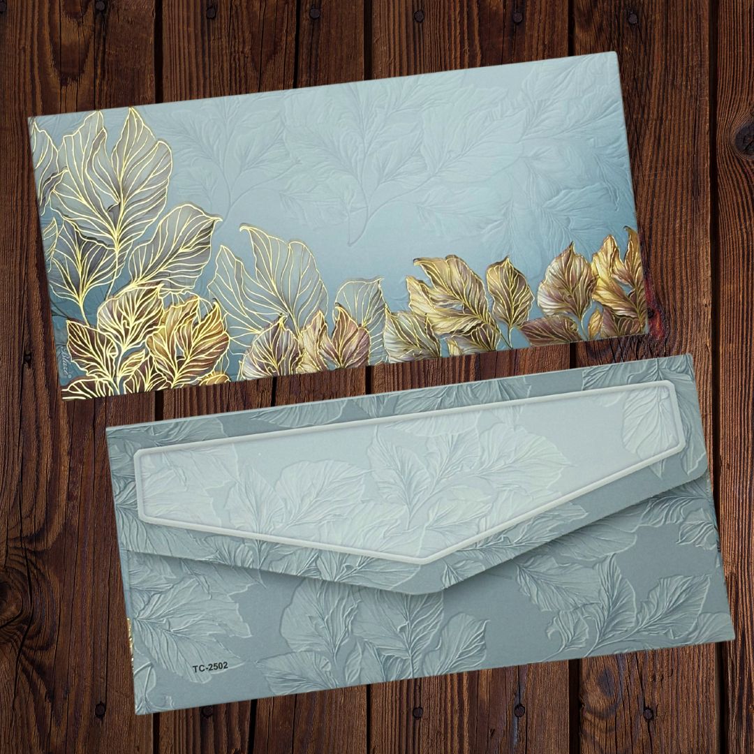 Celestial Blue Luxe Design Matte Finish Shagun Envelopes, Lavender Grey Color Celestial Blue Luxe Design Matte Finish Shagun Envelopes, Lavender Grey Color